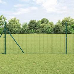 Cl&ocirc;ture avec poteau Vert 1,4 x 10 m Acier et PVC