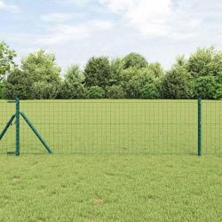 Cl&ocirc;ture avec poteau Vert 0,6 x 10 m Acier et PVC