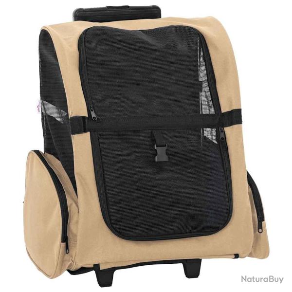 Chariot pour animaux de compagnie 3 en 1 Design Sable 48 x 32 x (57-106) cm Tissu Oxford