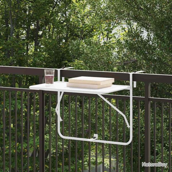 Table Suspendue de Balcon Blanc 60 x 39 x 65 cm Acier