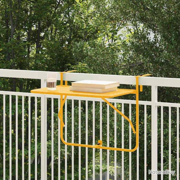 Table Suspendue de Balcon Jaune 60 x 39 x 65 cm Acier