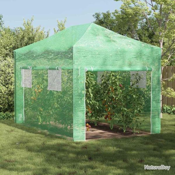 Serre avec cadre pop-up avec toit Vert 280 x 410 x 315 cm Fer