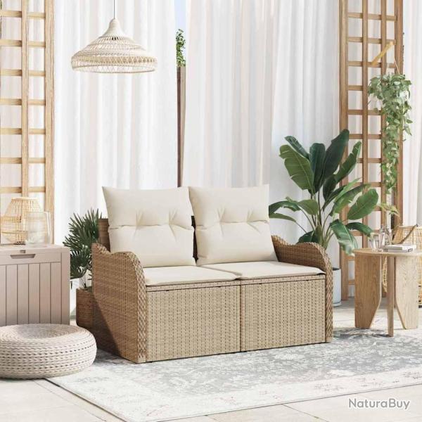 Canap� de jardin avec coussin Beige 121 x 62 x 69cm polyrotin