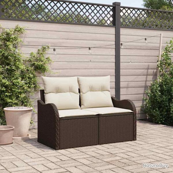 Canap� de jardin avec coussin Marron 121 x 62 x 69cm polyrotin