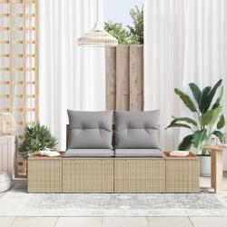Canap&eacute; de jardin Beige 184 x 62 x 85cm polyrotin