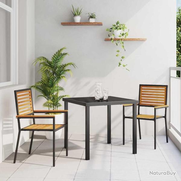 Chaises empilables de jardin 2 pcs Marron et Noir