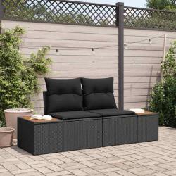 Canap&eacute; de jardin Noir 184 x 62 x 85cm polyrotin