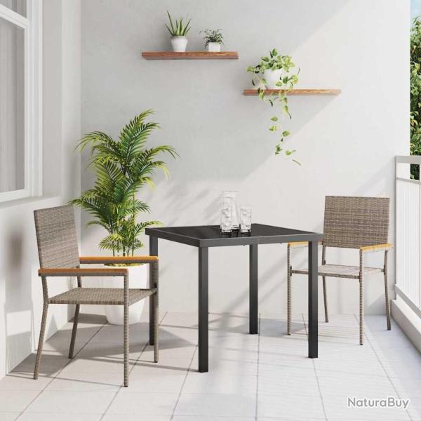 Chaises empilables de jardin 2 pcs Gris et marron