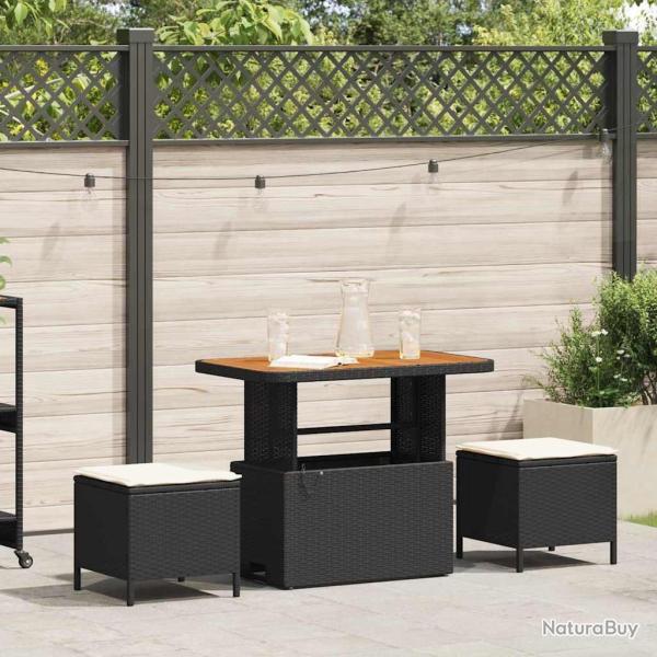 Ensemble de salle � manger pour jardin Noir polyrotin
