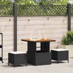 Ensemble de salle &agrave; manger pour jardin Noir polyrotin