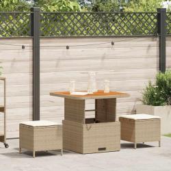 Ensemble de salle &agrave; manger pour jardin Beige polyrotin