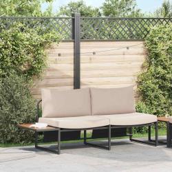 Canap&eacute; de jardin avec coussin Taupe 200,5 x 70 x 85,5 cm Acier