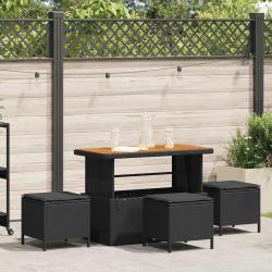 Ensemble de salle &agrave; manger pour jardin Noir polyrotin