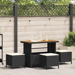 Ensemble de salle &agrave; manger pour jardin Noir polyrotin