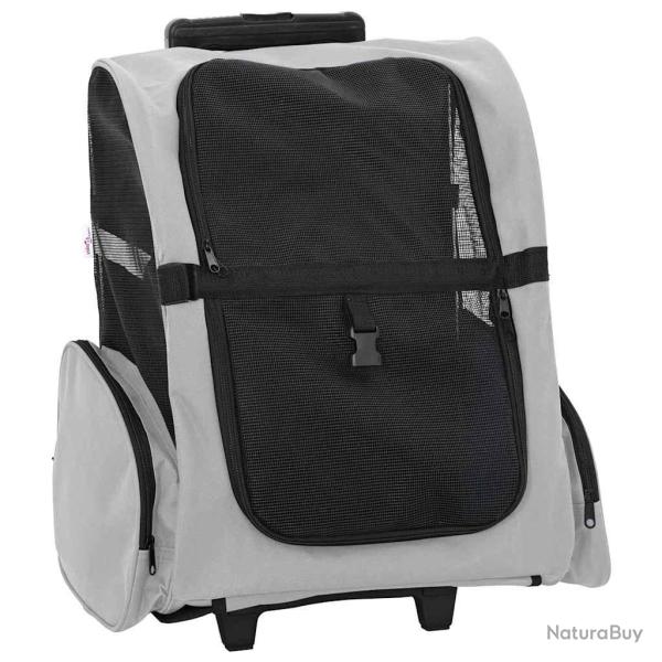 Chariot pour animaux de compagnie 3 en 1 Gris 48 x 32 x (57-106) cm Tissu Oxford