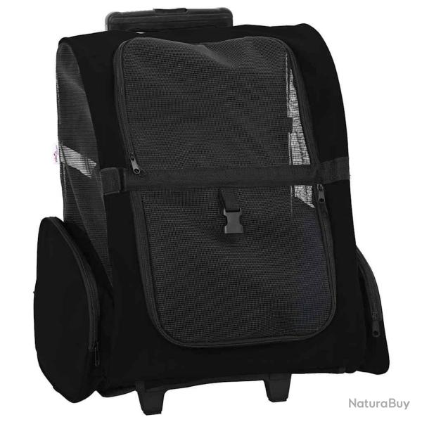 Chariot pour animaux de compagnie 3 en 1 Design Noir 48 x 32 x (57-106) cm Tissu Oxford