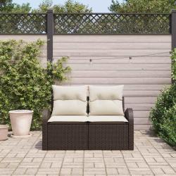 Canap&eacute; de jardin avec coussin Marron 124 x 62 x 69cm polyrotin