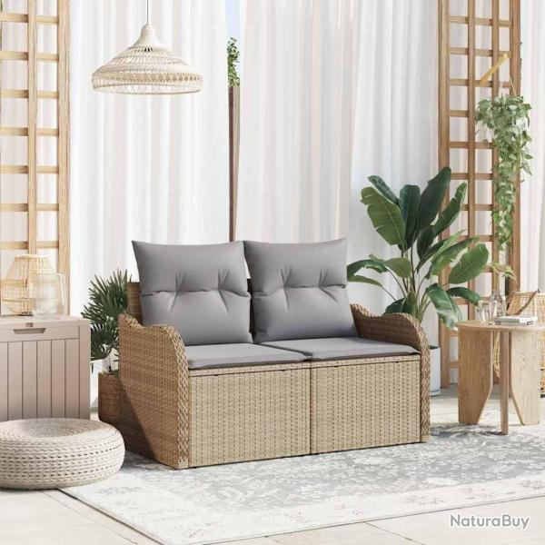 Canap� de jardin avec coussin Beige 121 x 62 x 69cm polyrotin
