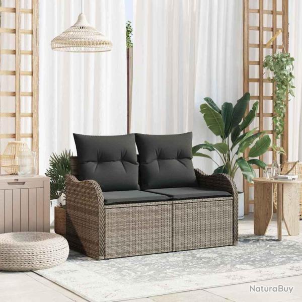 Canap� de jardin avec coussin Gris 121 x 62 x 69cm polyrotin