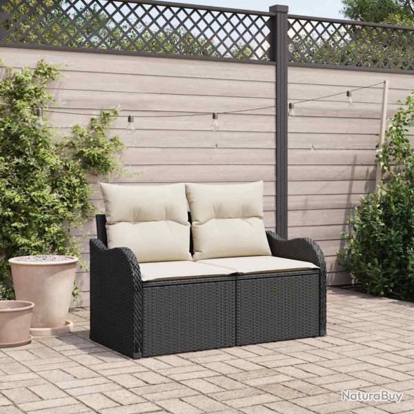 Canap� de jardin avec coussin Noir 121 x 62 x 69cm polyrotin