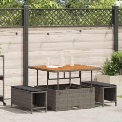 Ensemble de salle &agrave; manger pour jardin Gris polyrotin
