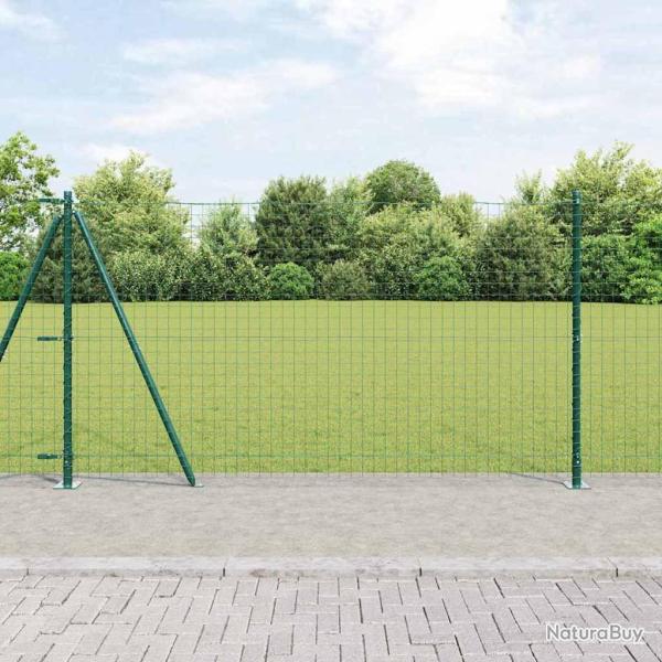 Cl�ture avec poteaux Vert 1.2 x 10 m Acier