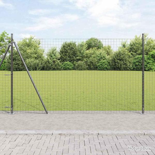 Cl�ture avec poteau Gris 1,4 x 10 m Acier et PVC