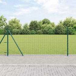 Cl&ocirc;ture avec poteau Vert 1 x 10 m Acier et PVC
