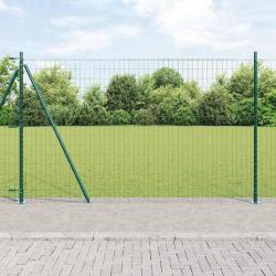 Cl&ocirc;ture avec poteau Vert 1,4 x 10 m Acier et PVC