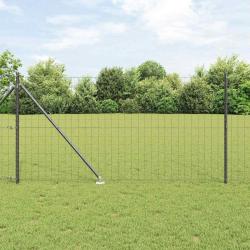 Cl&ocirc;ture avec poteau Gris 1 x 25 m Acier et PVC
