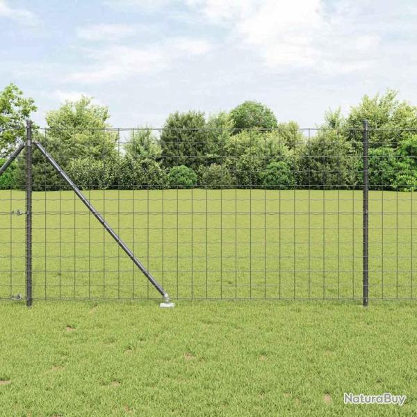 Cl�ture avec poteau Gris 1 x 25 m Acier