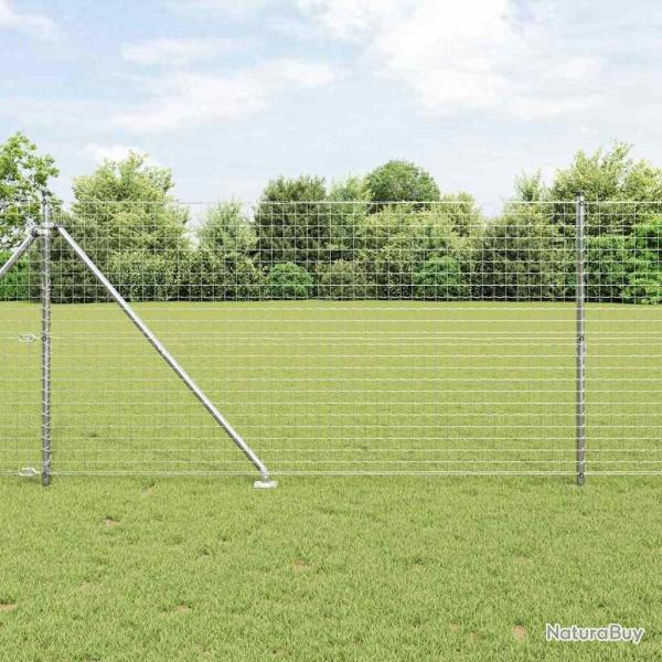 Cl�ture avec poteau Argent� 1,2 x 10 m Acier