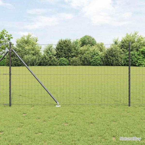 Cl�ture avec poteau Gris 1 x 10 m Acier