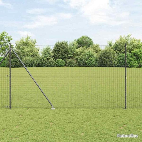 Cl�ture avec poteau Gris 1,5 x 10 m Acier et PVC