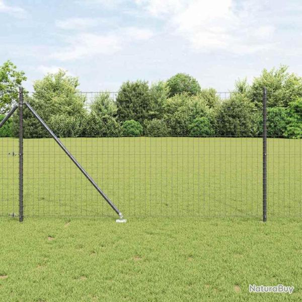 Cl�ture avec poteau Gris 1 x 10 m Acier et PVC
