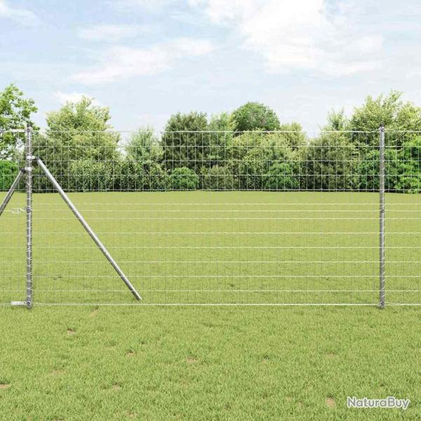 Cl�ture avec poteau Argent� 1 x 10 m Acier et PVC