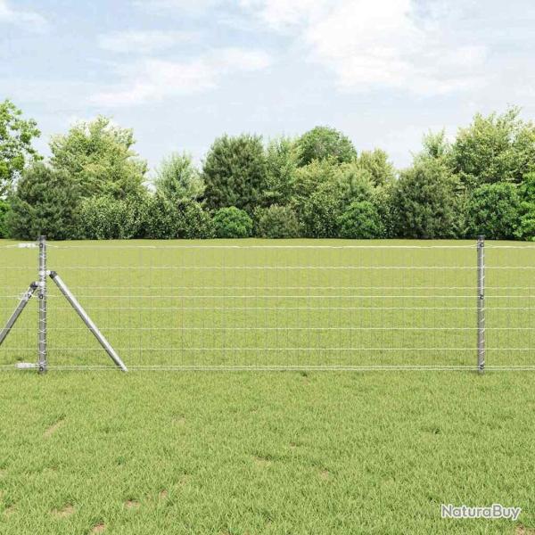 Cl�ture avec poteau Argent� 0,4 x 10 m Acier et PVC