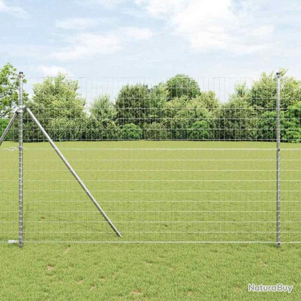 Cl�ture avec poteau Argent� 1,6 x 10 m Acier et PVC