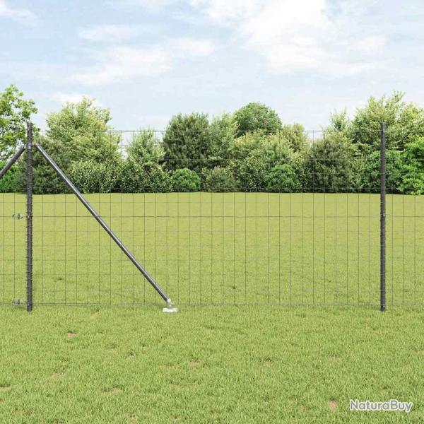 Cl�ture avec poteau Gris 1 x 10 m Acier et PVC