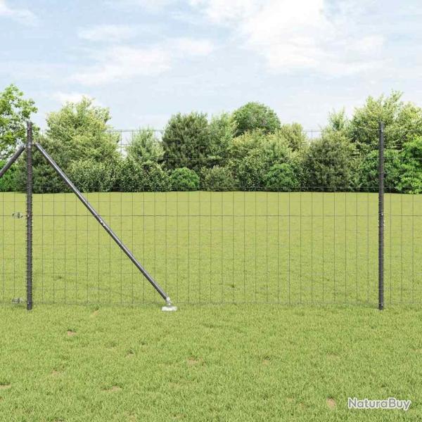Cl�ture avec poteau Gris 1,4 x 10 m Acier et PVC