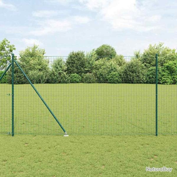 Cl�ture avec poteau Vert 1,5 x 10 m Acier et PVC