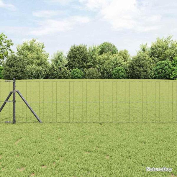Cl�ture avec poteau Gris 0,8 x 10 m Acier