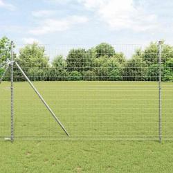 Cl&ocirc;ture avec poteau Argent&eacute; 1,5 x 10 m Acier et PVC