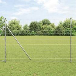 Cl&ocirc;ture avec poteau Argent&eacute; 1,5 x 10 m Acier et PVC