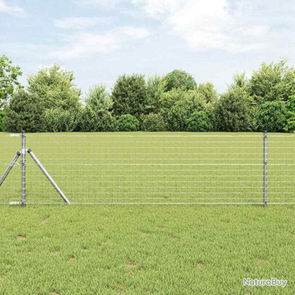 Cl�ture avec poteau Argent� 0,8 x 10 m Acier et PVC