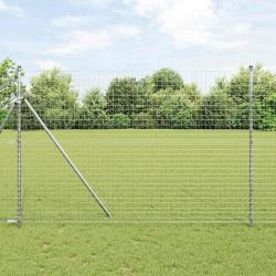 Cl&ocirc;ture avec poteau Argent&eacute; 1,5 x 10 m Acier et PVC