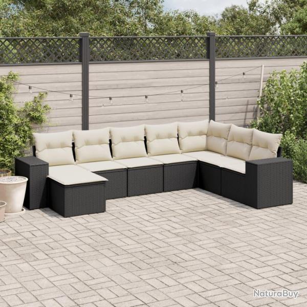 Salon de jardin 8 pcs avec coussins noir r�sine tress�e