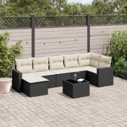 Salon de jardin 8 pcs avec coussins noir r&eacute;sine tress&eacute;e