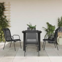 Ensemble &agrave; manger de jardin 5 pcs noir textil&egrave;ne et acier