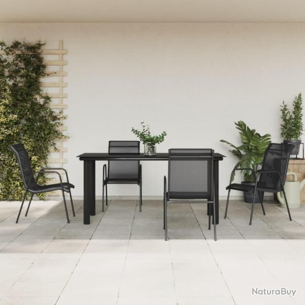 Ensemble � manger de jardin 5 pcs noir textil�ne et acier